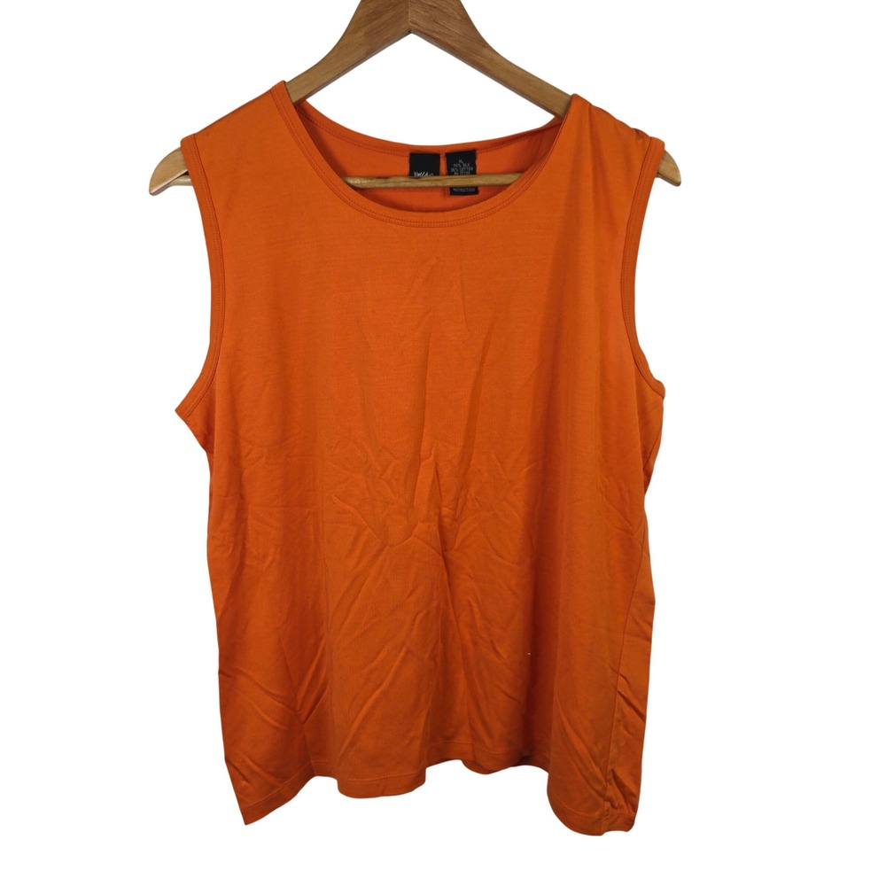 Mossimo Women XL Orange Silk Cotton Blend Sleeveless Scoop Neck Tank Top